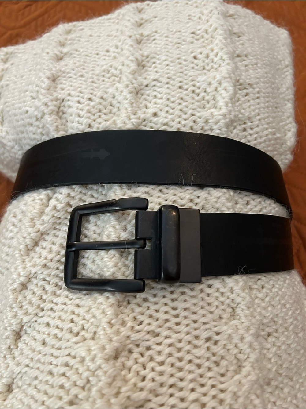 Women’s Black Leather Belt with Matte Buckle